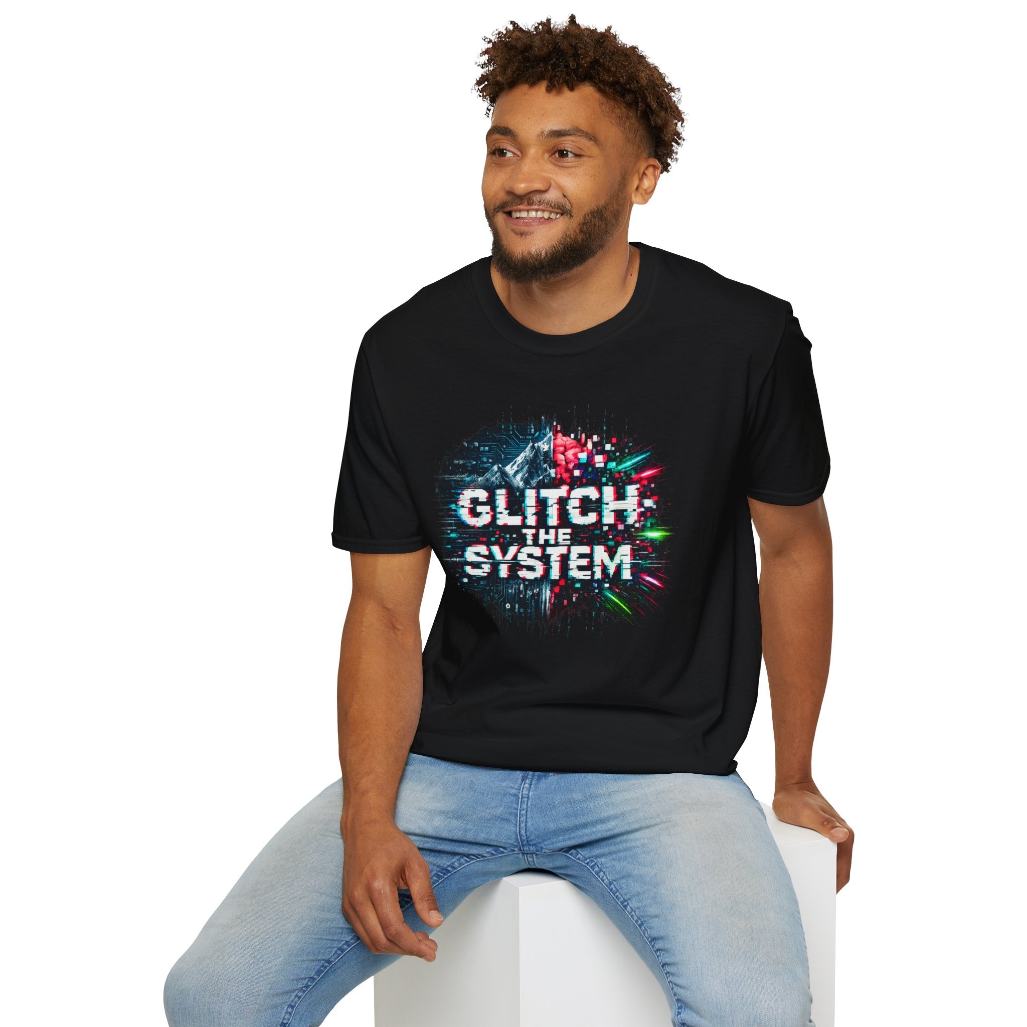 Glitch The System V3 Graphic Tee — Retro Cyberpunk Distressed Design