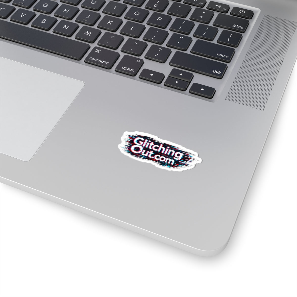 GlitchingOut.com Glitch-Effect Kiss-Cut Sticker — Retro Tech Logo Laptop Decal