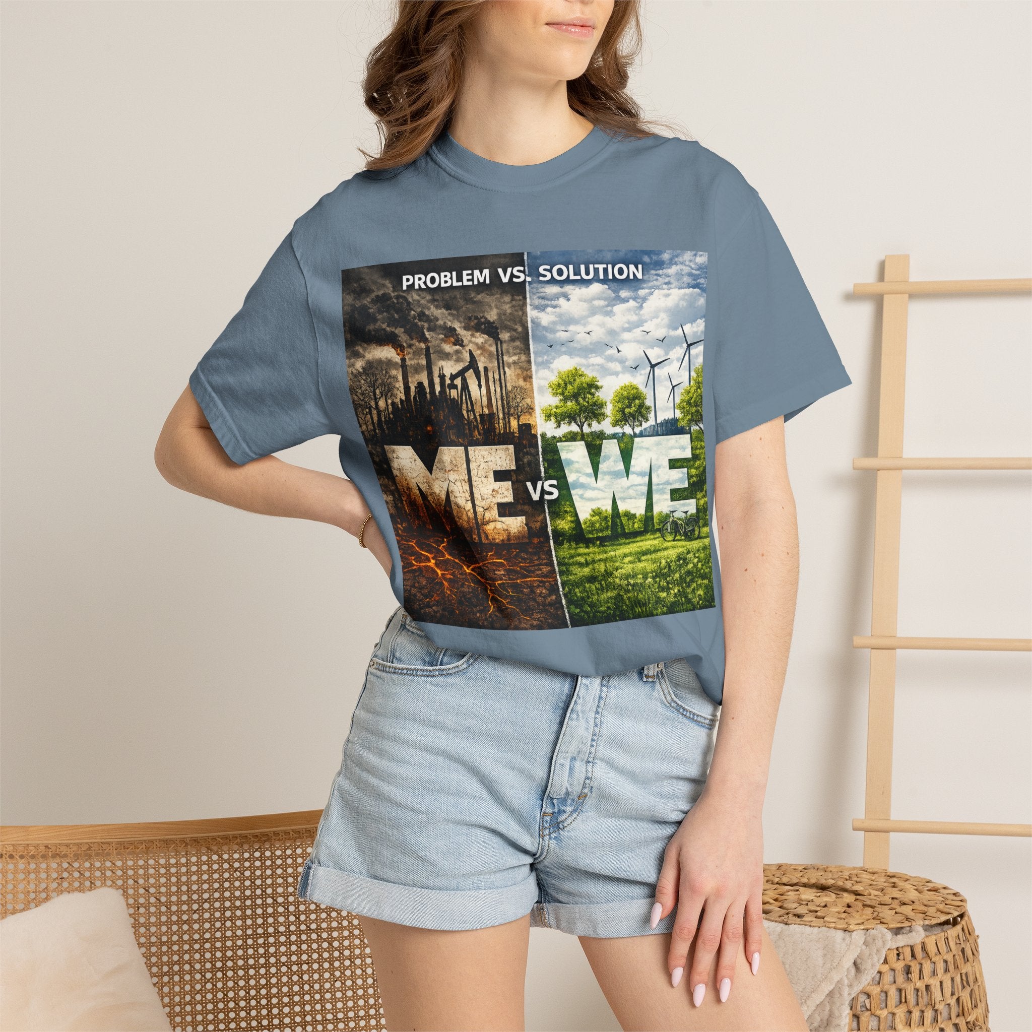 Me vs We Environmental Awareness T-Shirt — Problem vs Solution Graphic Tee