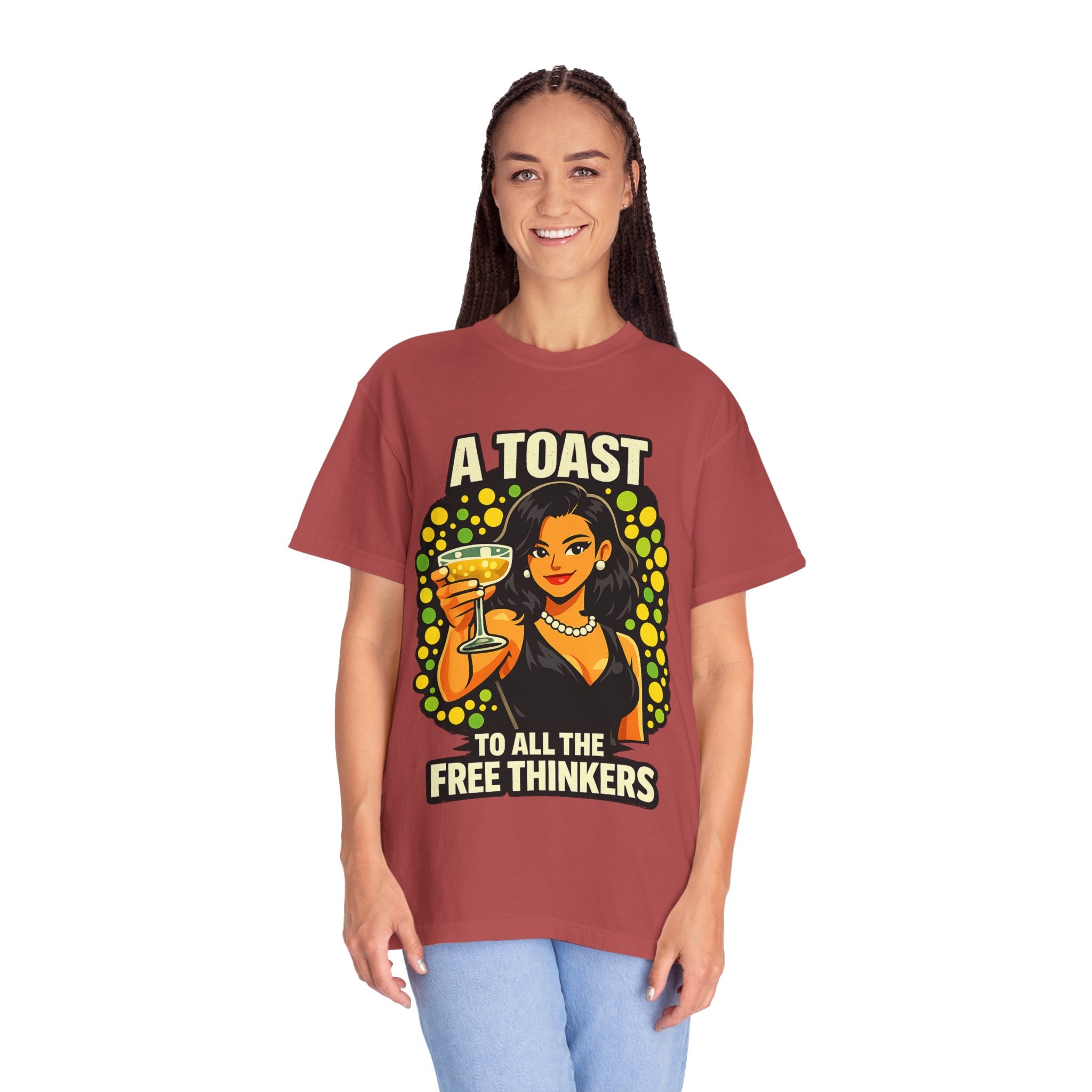 Vintage 'A Toast to All the Free Thinkers' Graphic T-Shirt