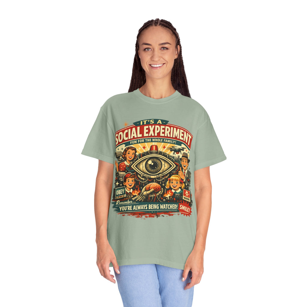 T-Shirt — "It's a Social Experiment" Retro Surveillance Graphic Tee