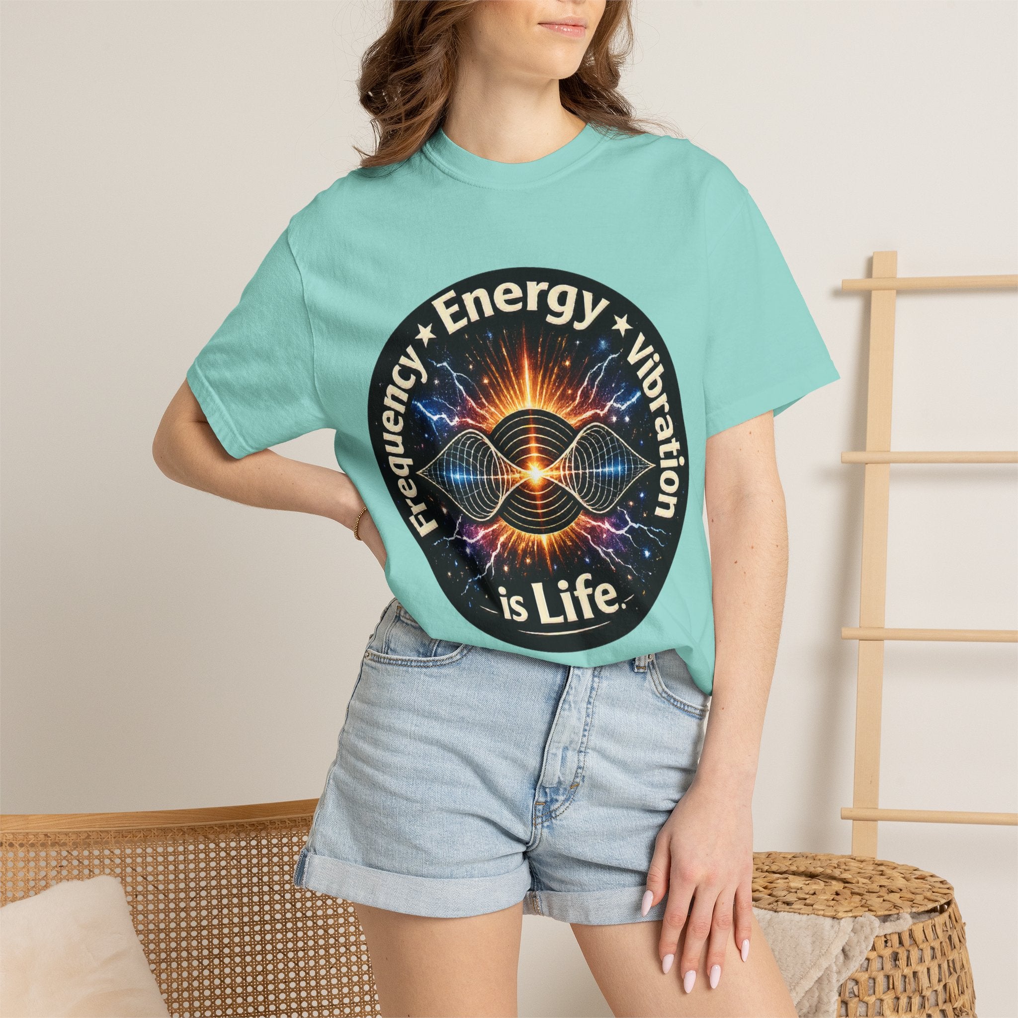 Energy & Vibration T-Shirt — "Frequency is Life" Spiritual Graphic Tee