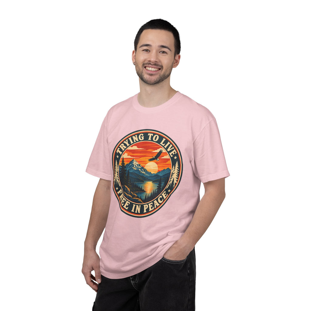 Trying to Live Free in Peace Vintage Mountain T-Shirt