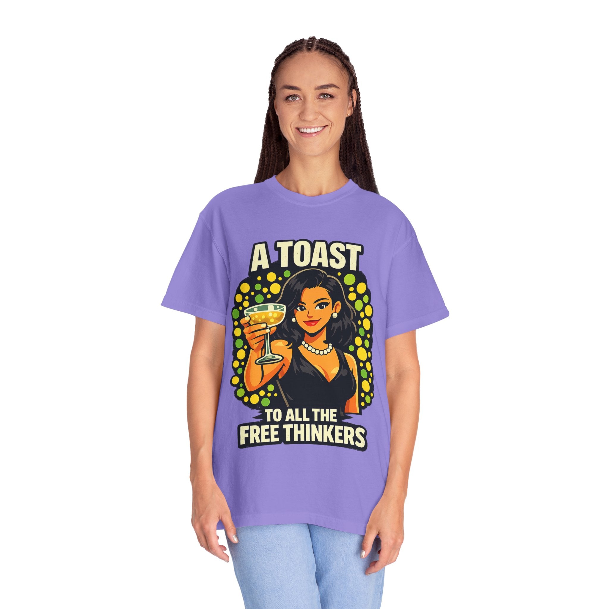 Vintage 'A Toast to All the Free Thinkers' Graphic T-Shirt