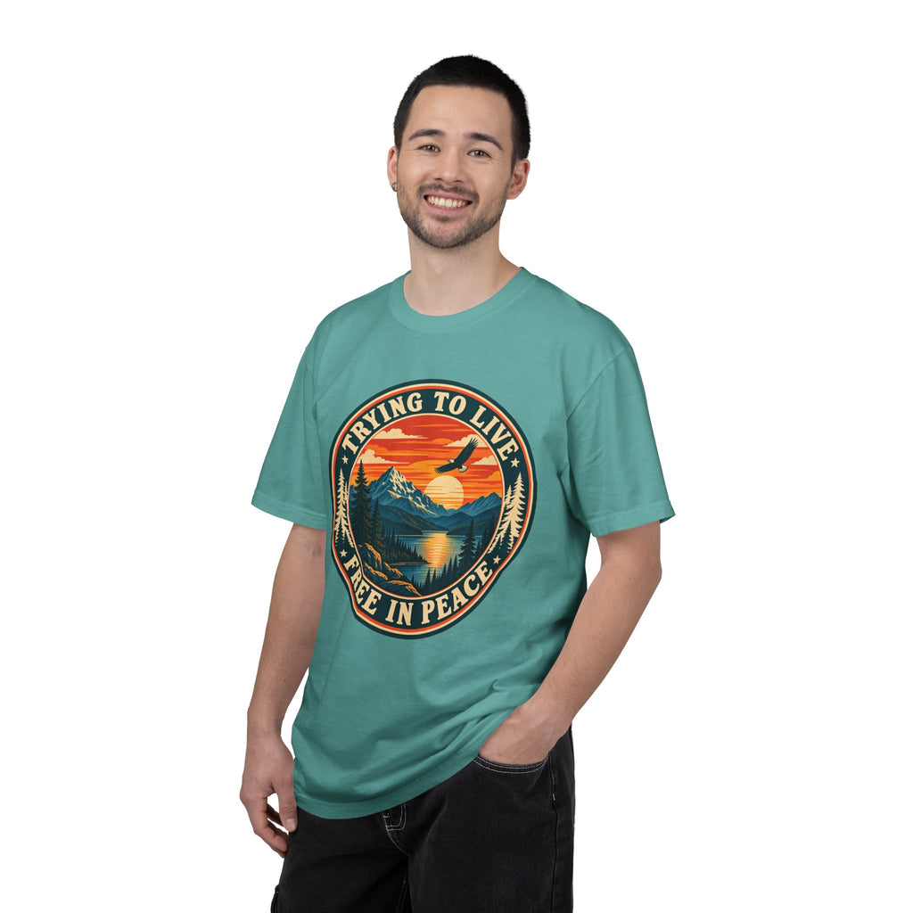 Trying to Live Free in Peace Vintage Mountain T-Shirt