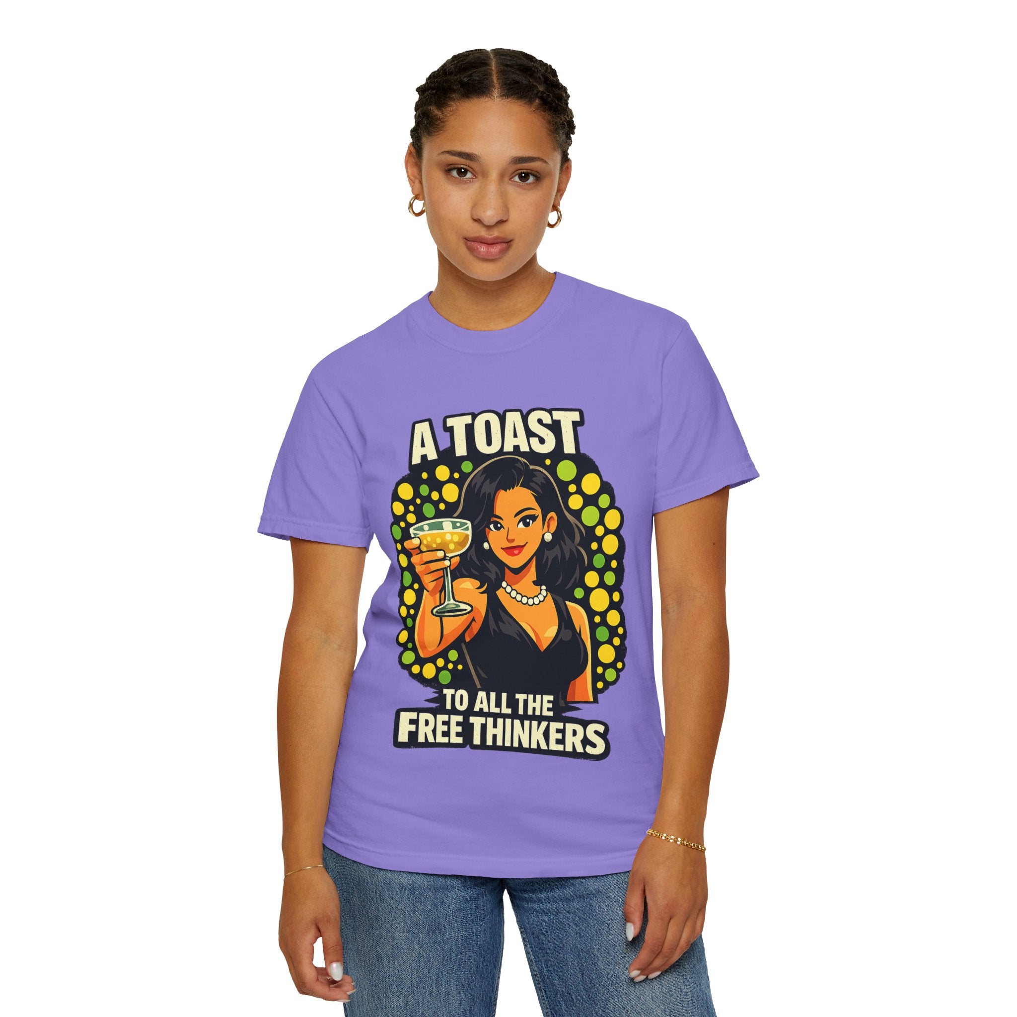 Vintage 'A Toast to All the Free Thinkers' Graphic T-Shirt