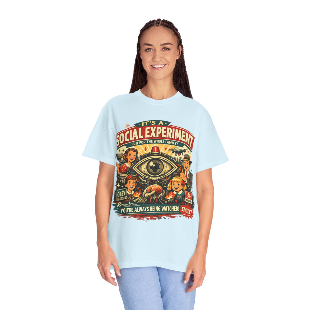 T-Shirt — "It's a Social Experiment" Retro Surveillance Graphic Tee