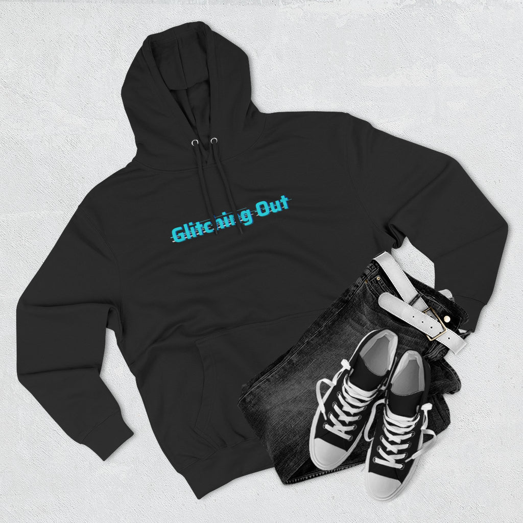 Glitching Out Hoodie — Retro Cyber Geometric Graphic Fleece Hoodie
