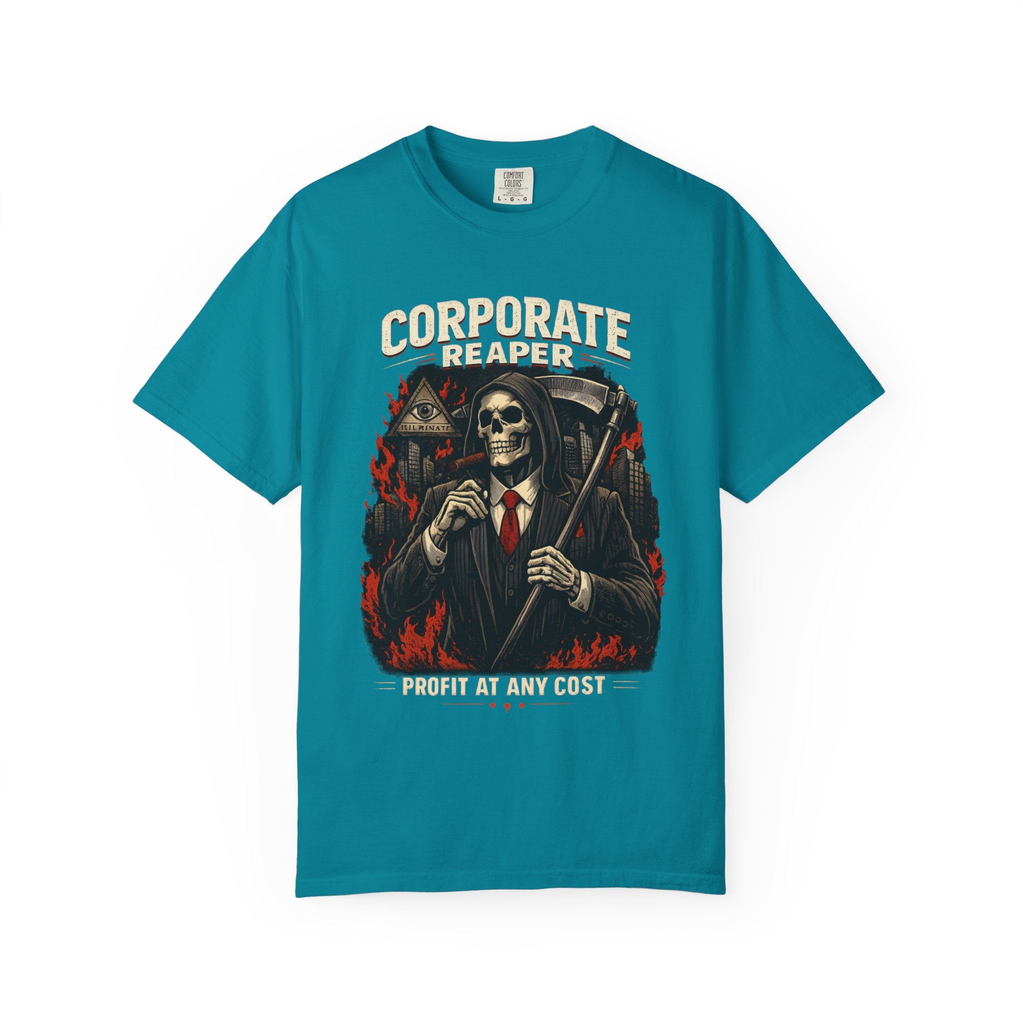 "Corporate Reaper" Skeleton Suit Graphic Tee