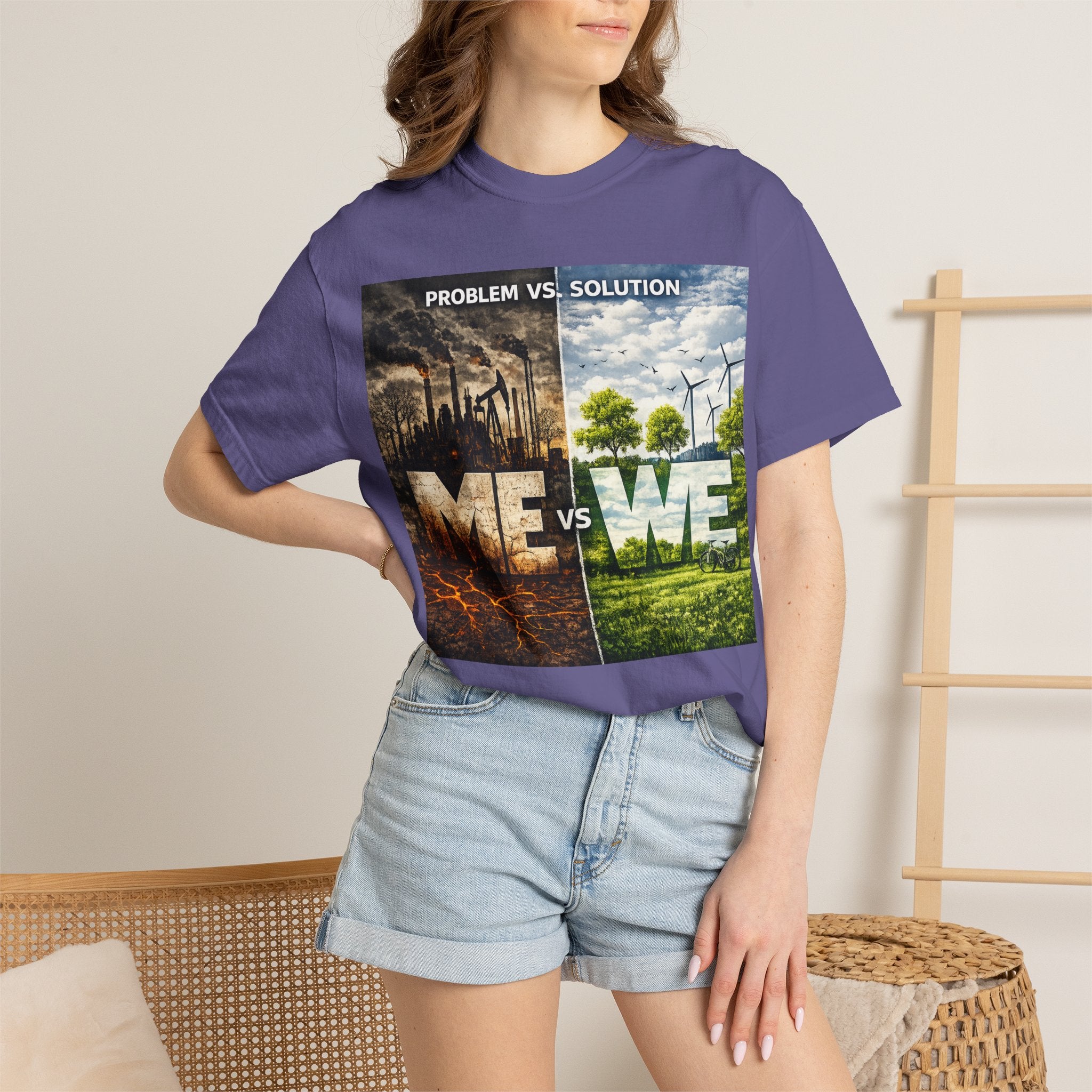 Me vs We Environmental Awareness T-Shirt — Problem vs Solution Graphic Tee