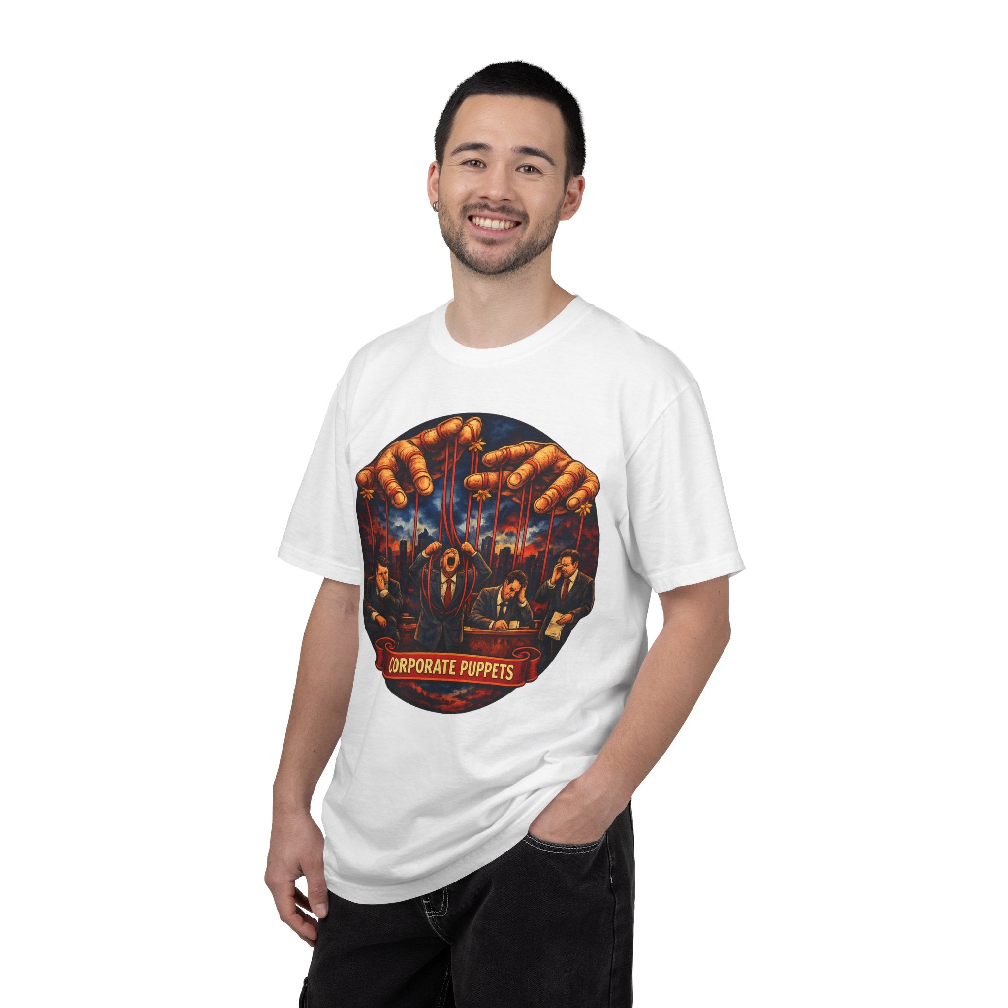 'Corporate Puppets' Satire Graphic T-Shirt