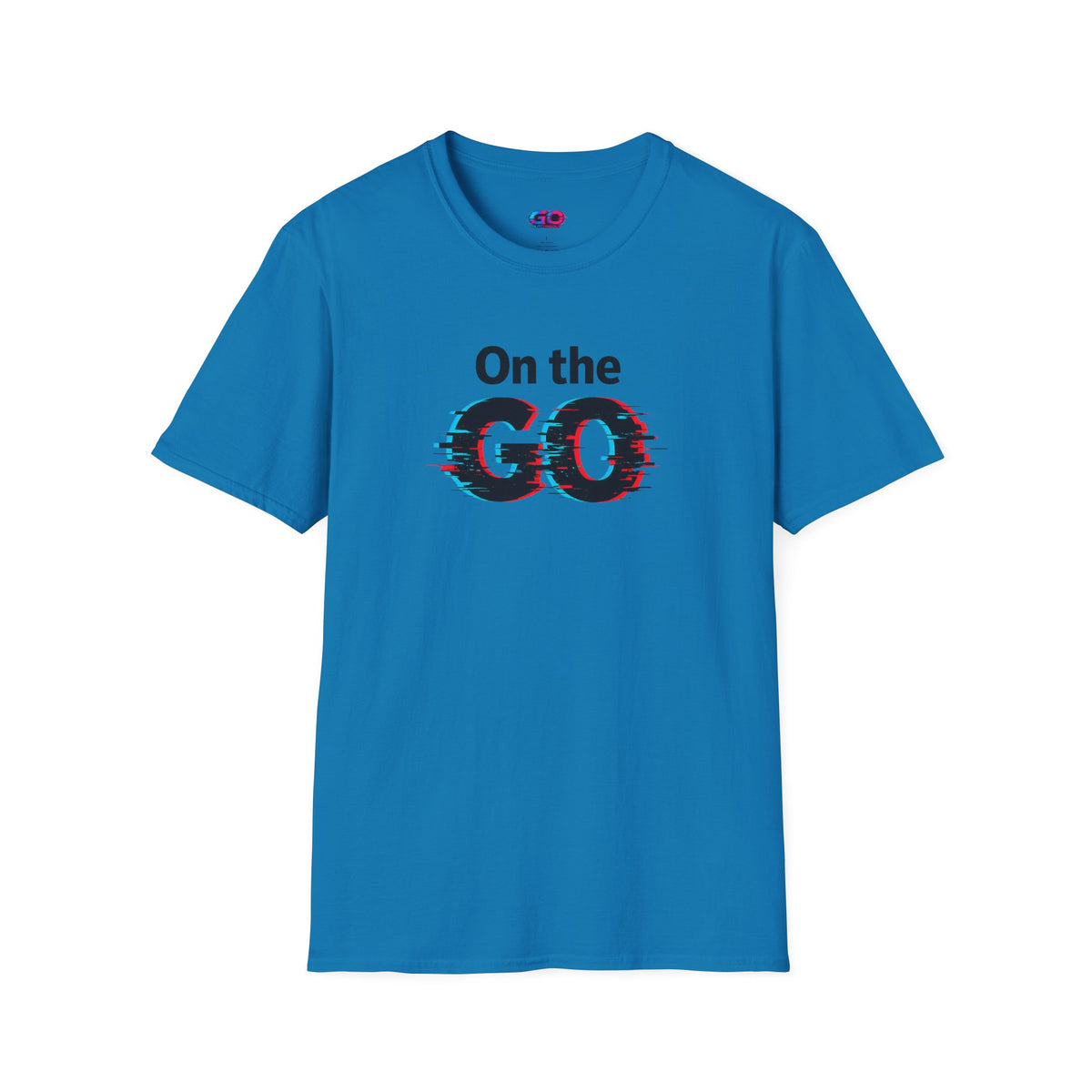 On the GO. Graphic T-Shirt — 'On the GO.' Retro Glitch Travel Tee