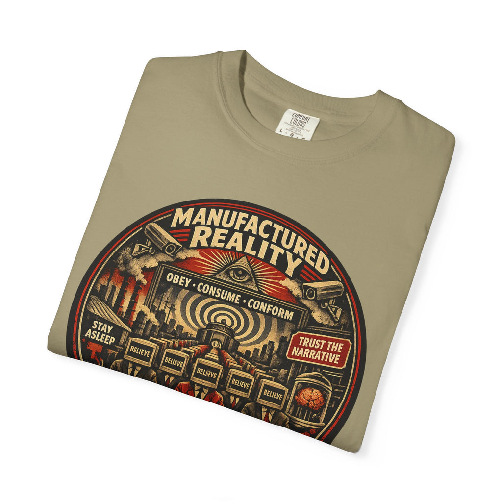 Manufactured Reality Graphic "Building Your Illusion" Vintage Protest — T-Shirt