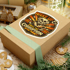 Wake Up & Smell the Corruption Kiss-Cut Sticker — Skull Coffee Retro Vinyl Decal
