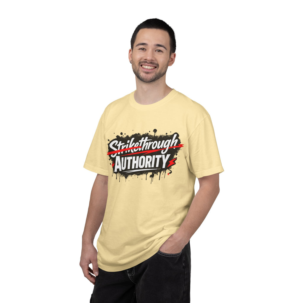 T-Shirt — “Strikethrough Authority” Graphic Tee | Bold Streetwear Protest Design