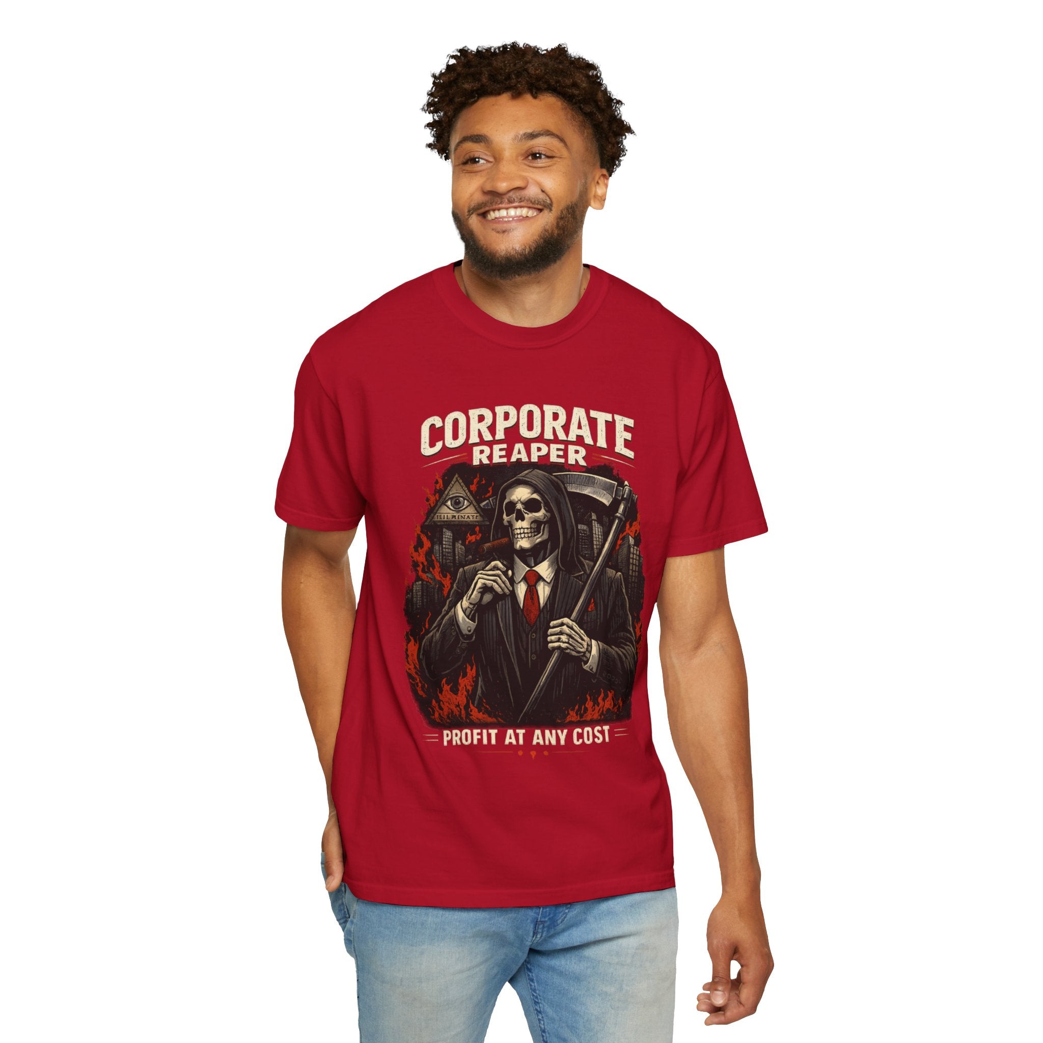 "Corporate Reaper" Skeleton Suit Graphic Tee