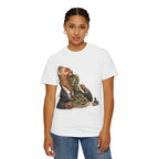 Money Greed Cartoon T-Shirt — Satirical Businessman Eating Cash Tee