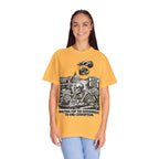 Graphic Tee — "Waiting for the Government to End Corruption" Political Skeletal Design