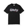 Glitchy Graphic T-Shirt — Retro Glitch Text Tee (Front "GO", Back "Glitchy")