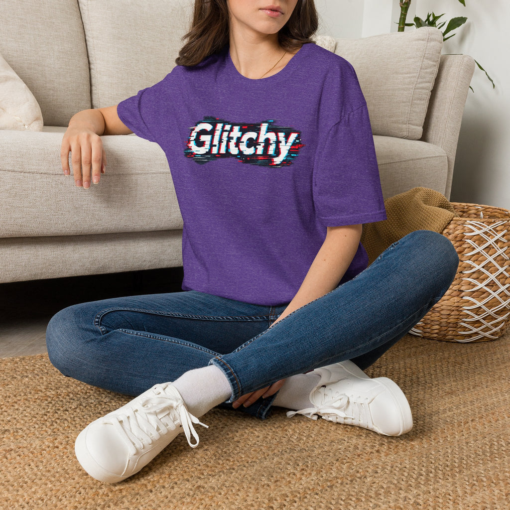 Glitchy Graphic T-Shirt — Retro Glitch Text Tee