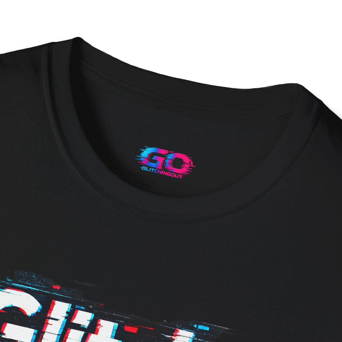 Glitchy Graphic T-Shirt — Retro Glitch Text Tee