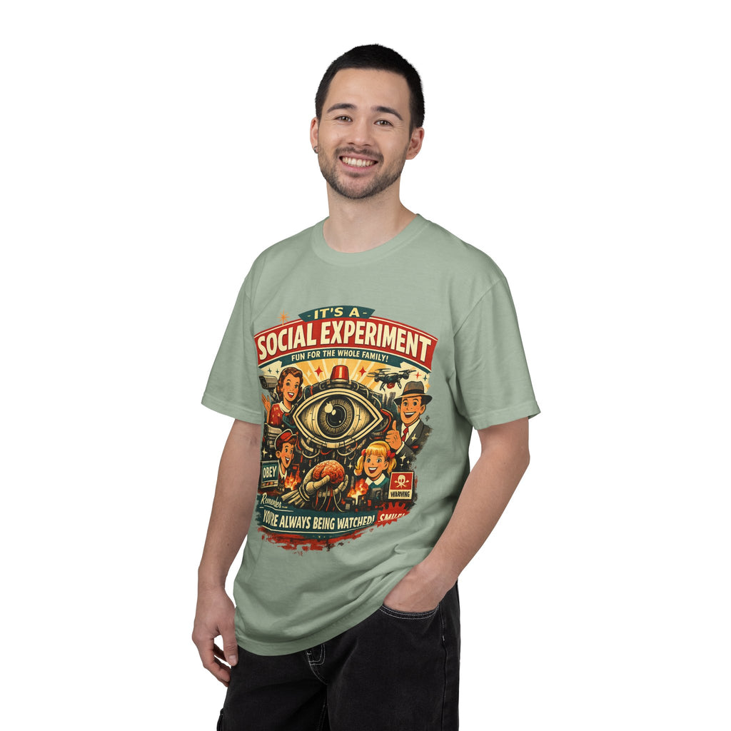 T-Shirt — "It's a Social Experiment" Retro Surveillance Graphic Tee