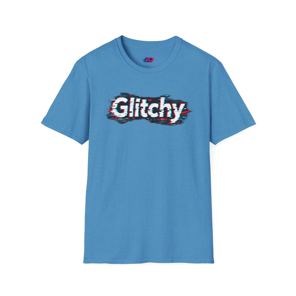 Glitchy Graphic T-Shirt — Retro Glitch Text Tee