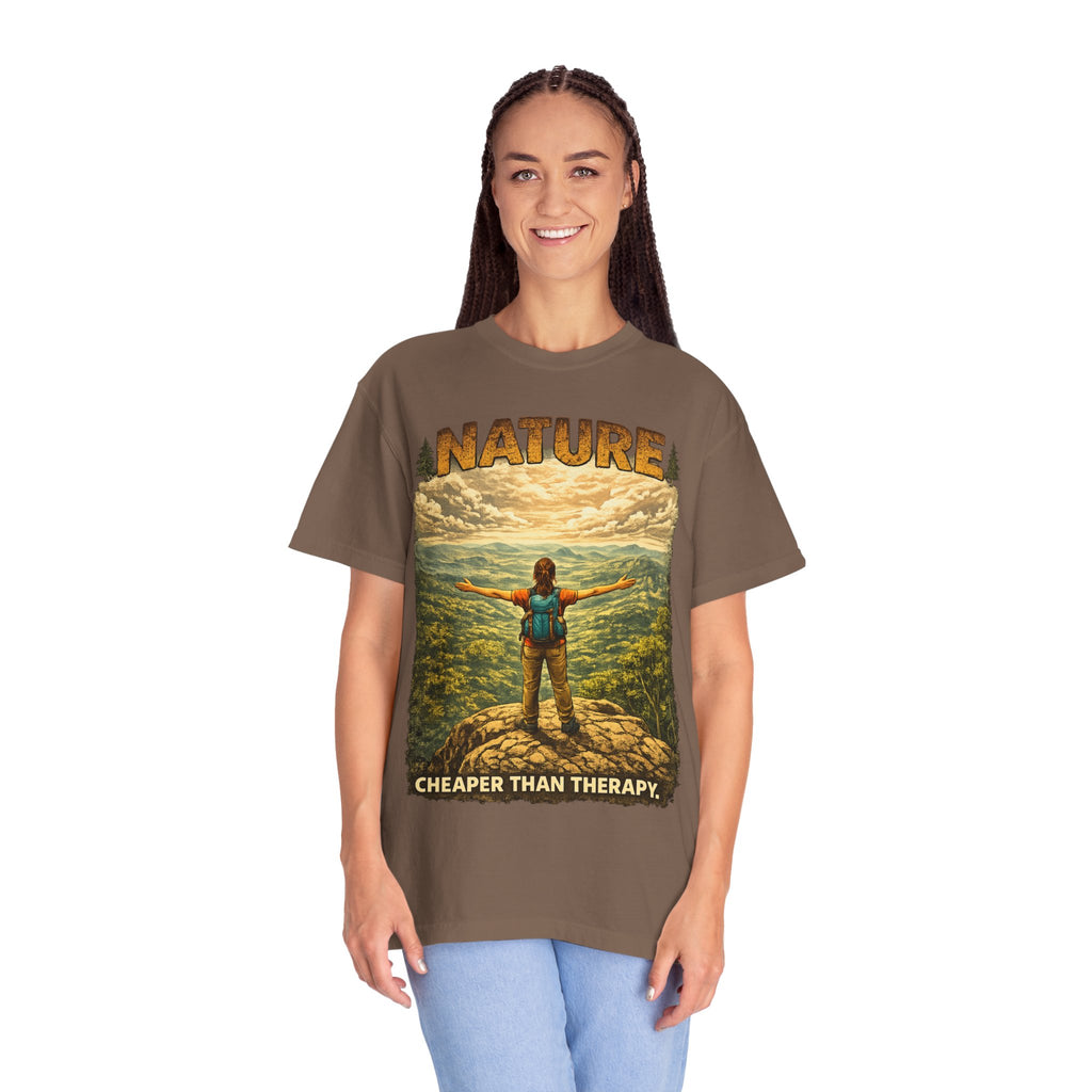Nature Cheaper Than Therapy T-Shirt — Hiking Outdoors Graphic Tee