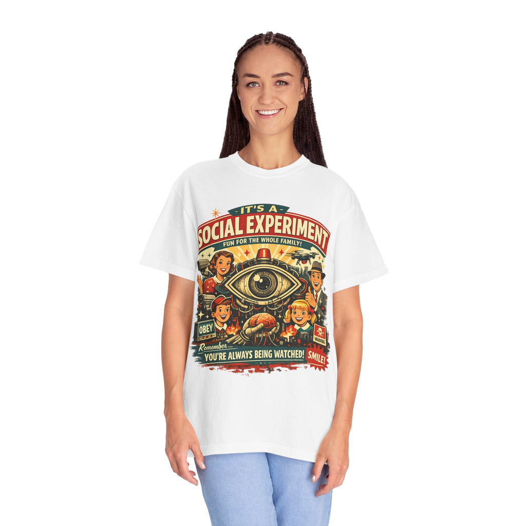 T-Shirt — "It's a Social Experiment" Retro Surveillance Graphic Tee