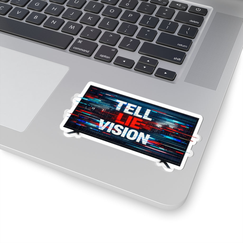 Tell Lie Vision TV Sticker — Glitch Statement Kiss-Cut Sticker