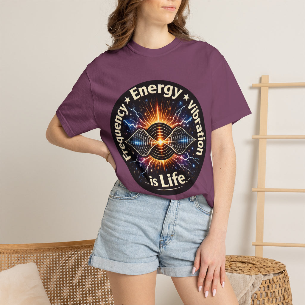 Energy & Vibration T-Shirt — "Frequency is Life" Spiritual Graphic Tee
