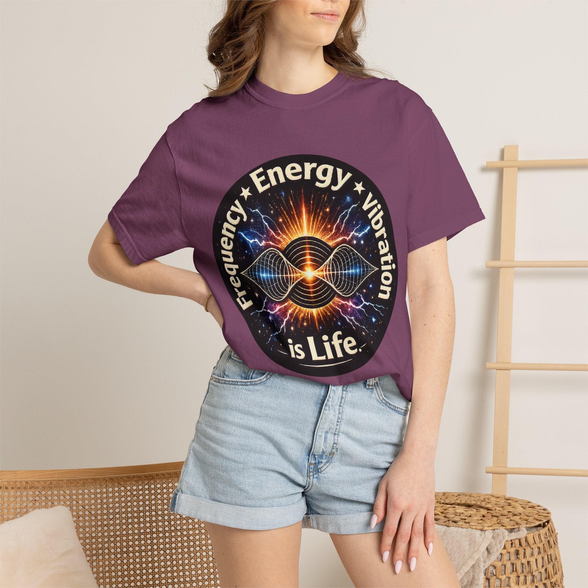 Energy & Vibration T-Shirt — "Frequency is Life" Spiritual Graphic Tee