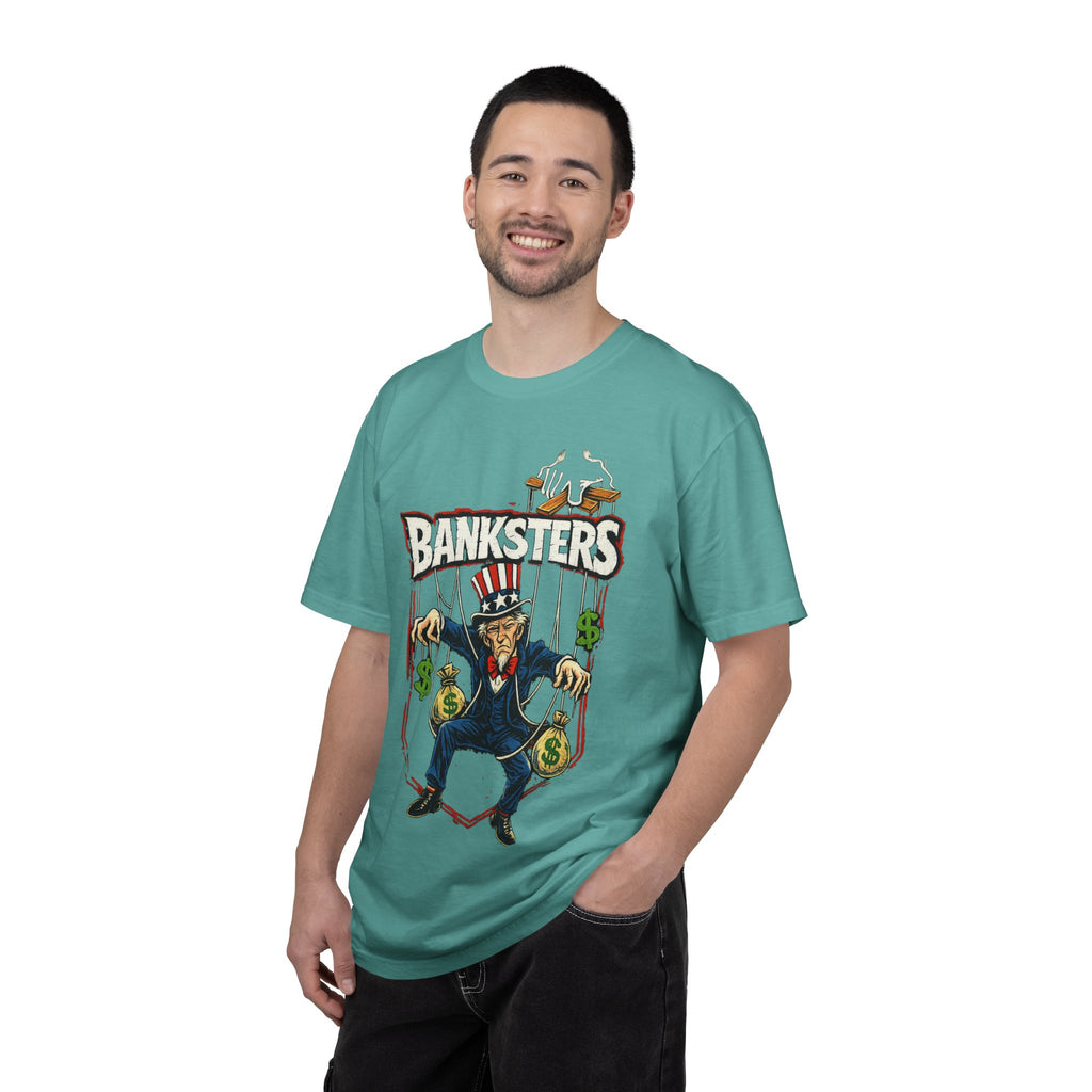 Banksters Graphic T-Shirt — Uncle Sam Money Puppet Protest Tee