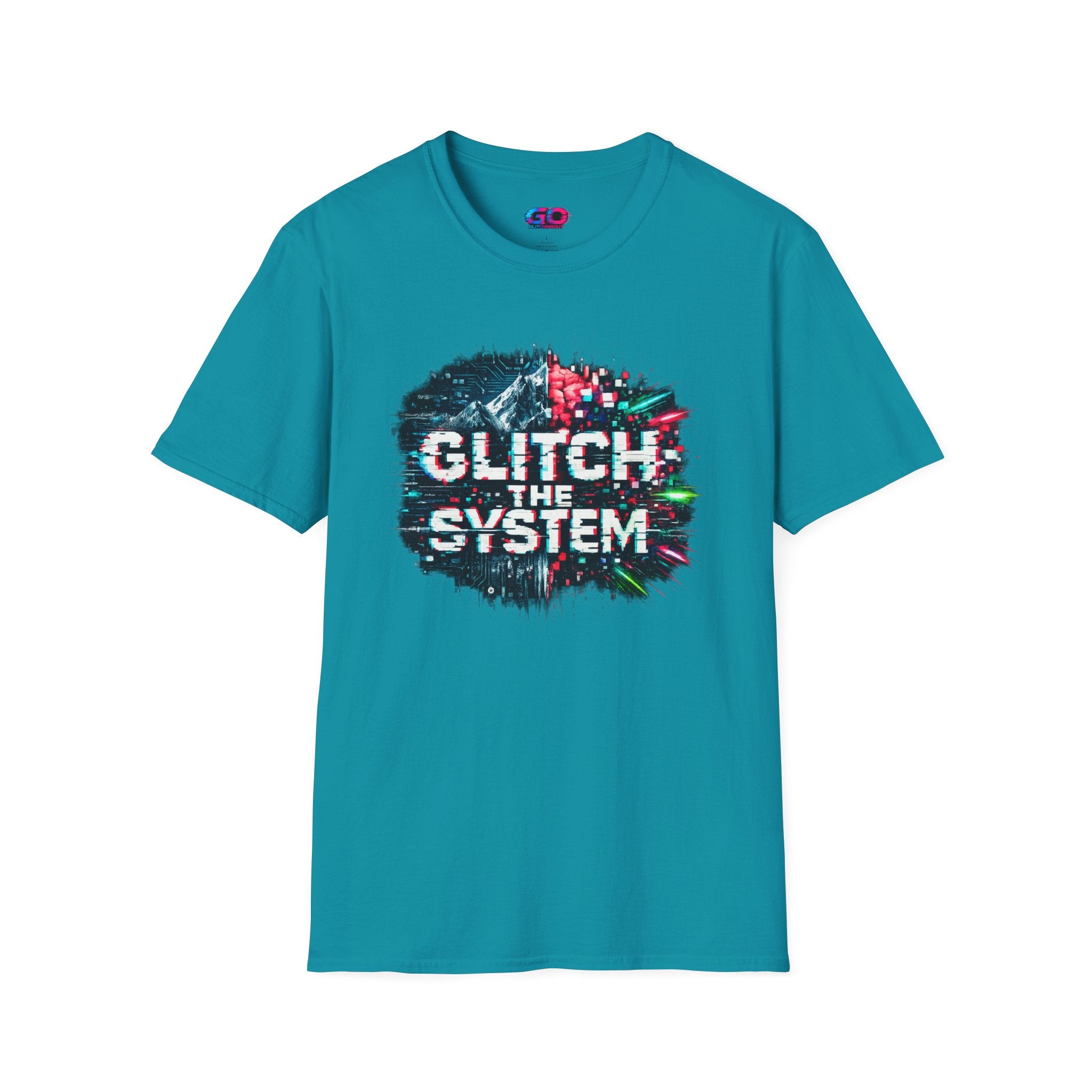 Glitch The System V3 Graphic Tee — Retro Cyberpunk Distressed Design