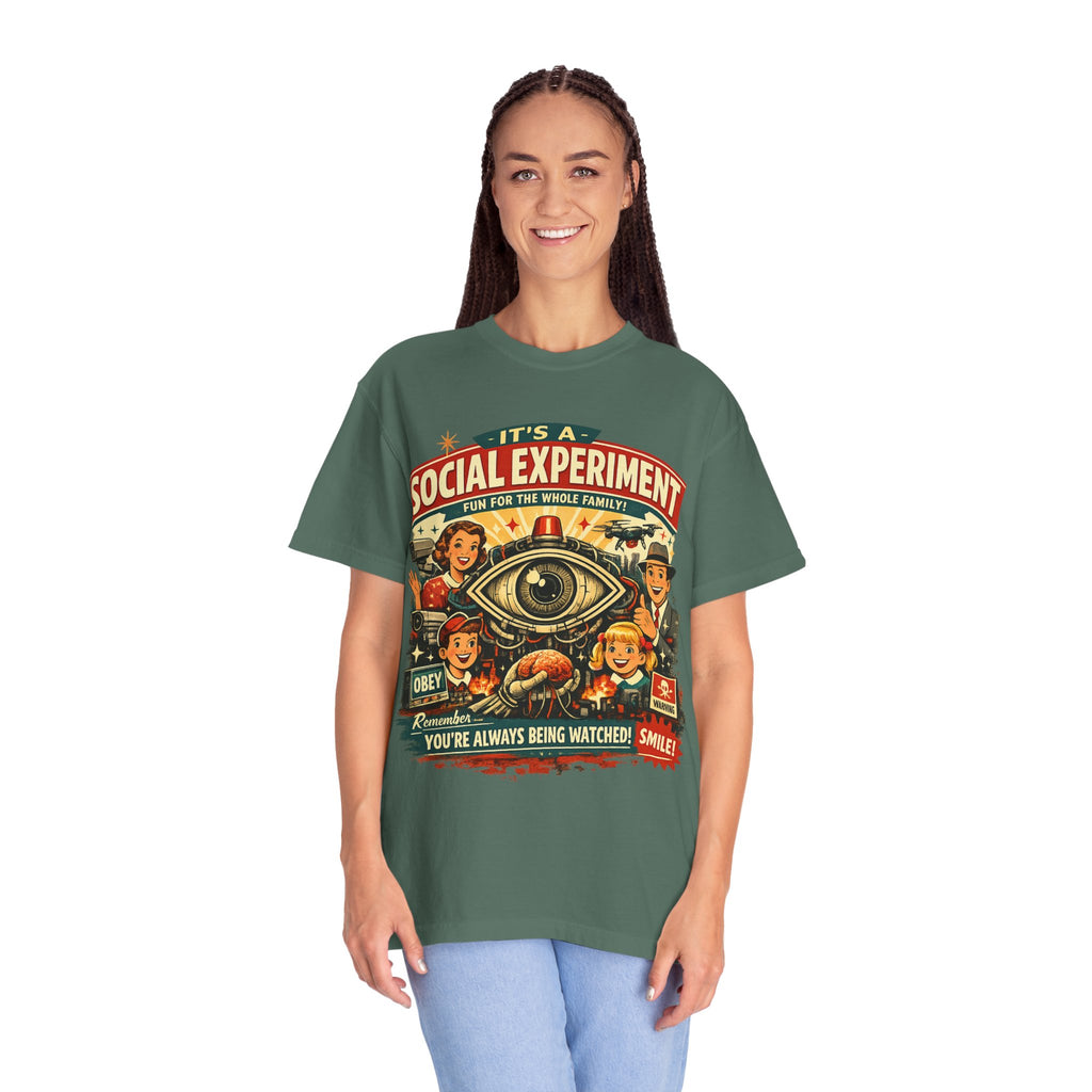 T-Shirt — "It's a Social Experiment" Retro Surveillance Graphic Tee