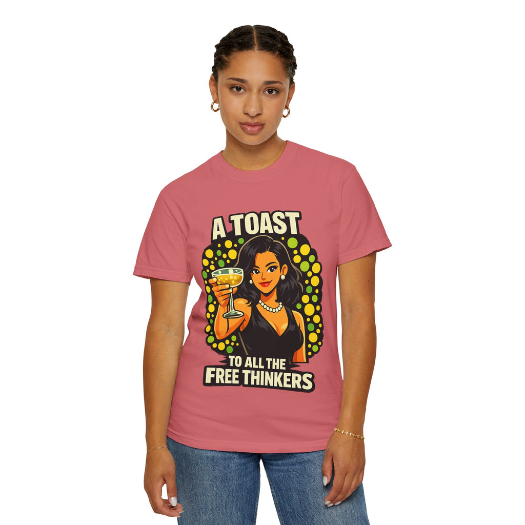 Vintage 'A Toast to All the Free Thinkers' Graphic T-Shirt