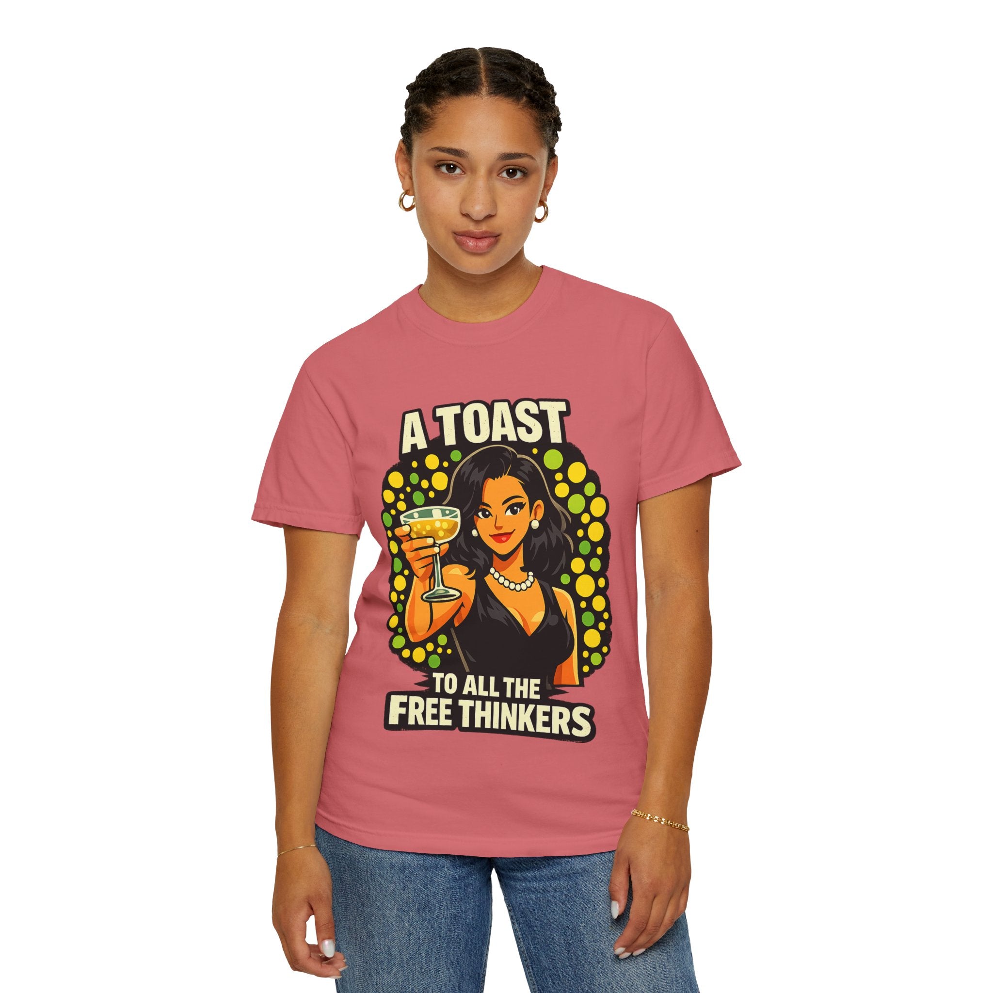 Vintage 'A Toast to All the Free Thinkers' Graphic T-Shirt