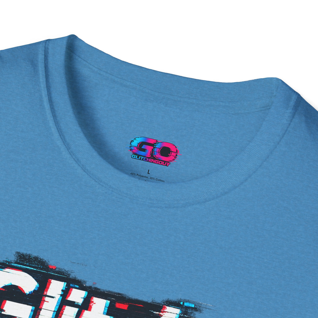 Glitchy Graphic T-Shirt — Retro Glitch Text Tee