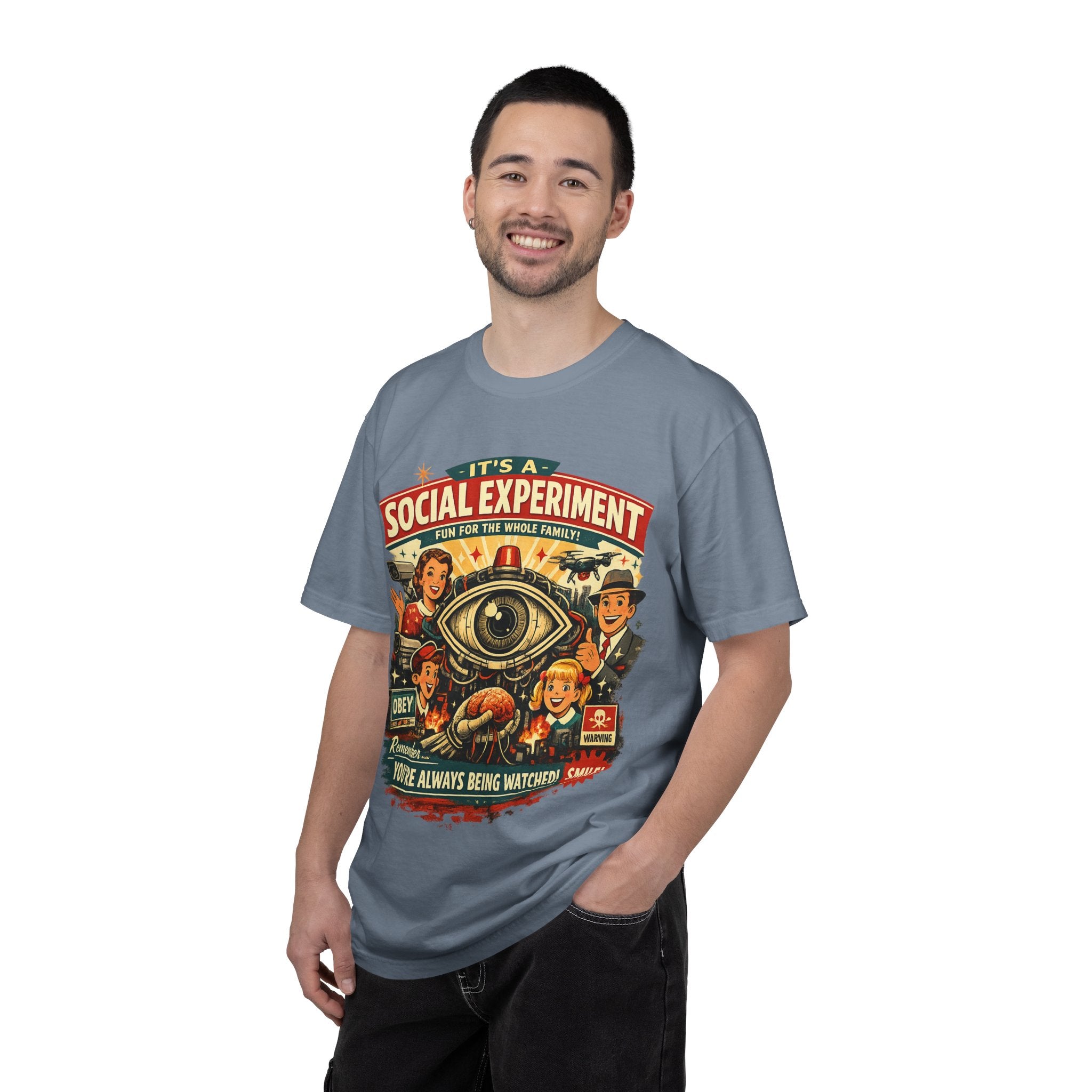 T-Shirt — "It's a Social Experiment" Retro Surveillance Graphic Tee