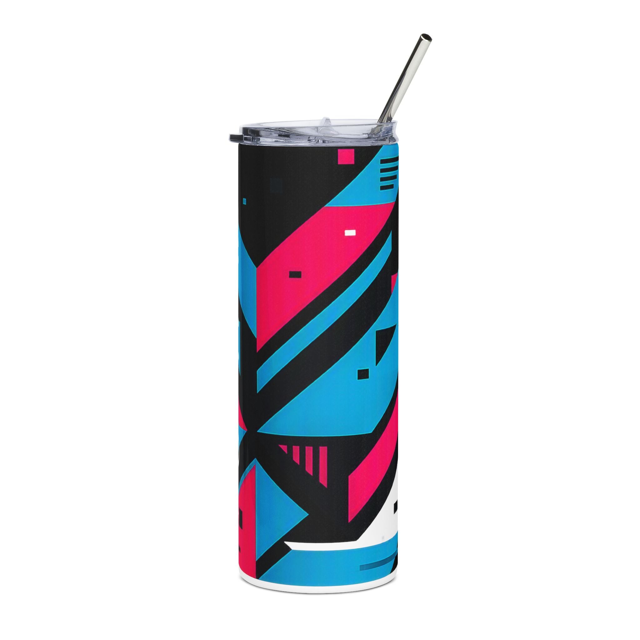 20oz Stainless Steel Tumbler — Glitching Out Neon Geometric Design
