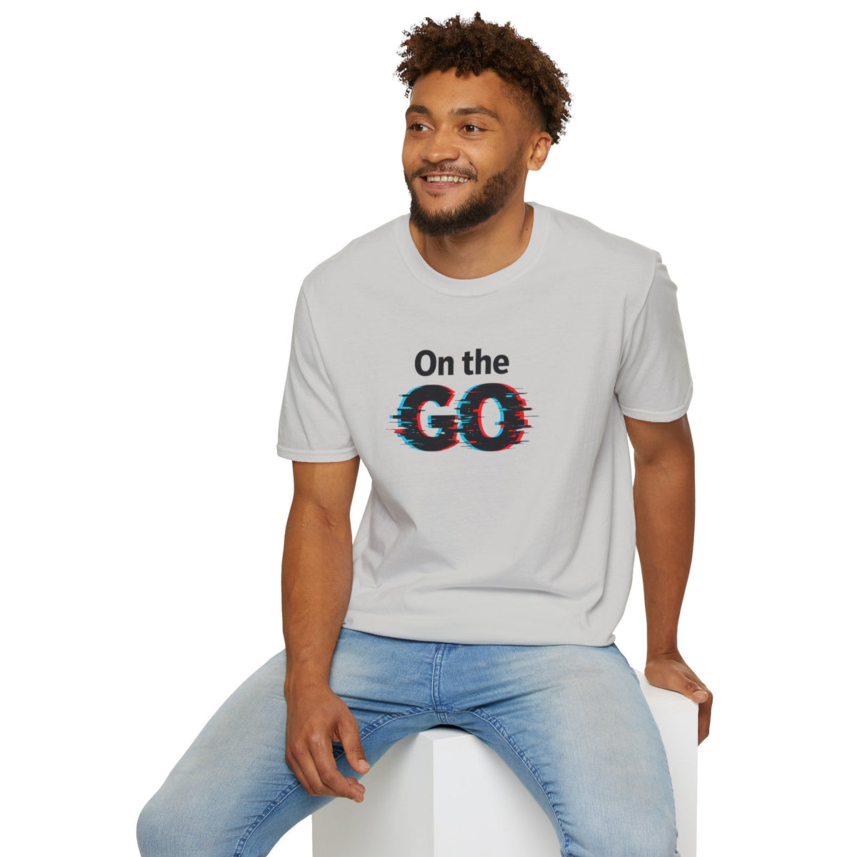 On the GO. Graphic T-Shirt — 'On the GO.' Retro Glitch Travel Tee
