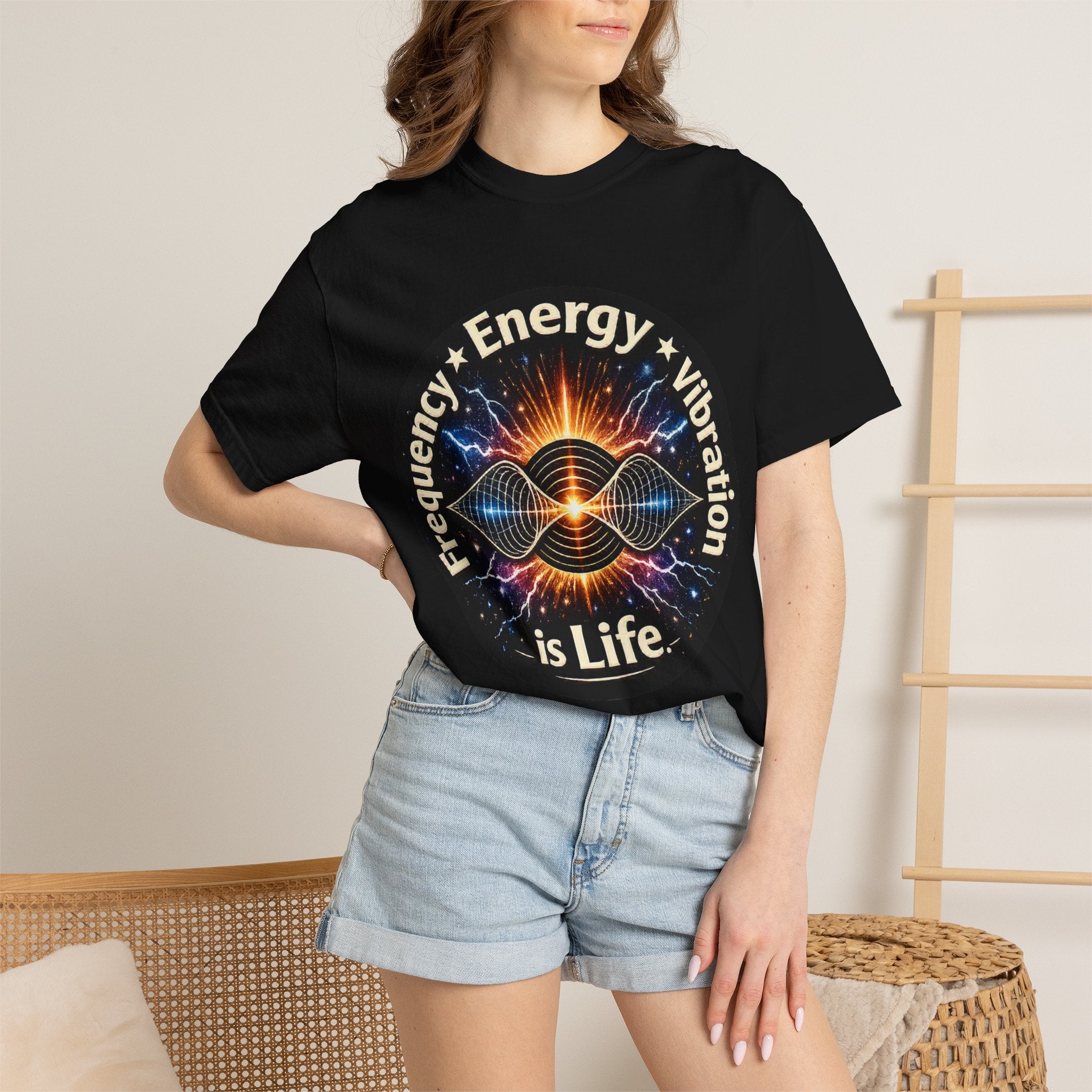 Energy & Vibration T-Shirt — "Frequency is Life" Spiritual Graphic Tee