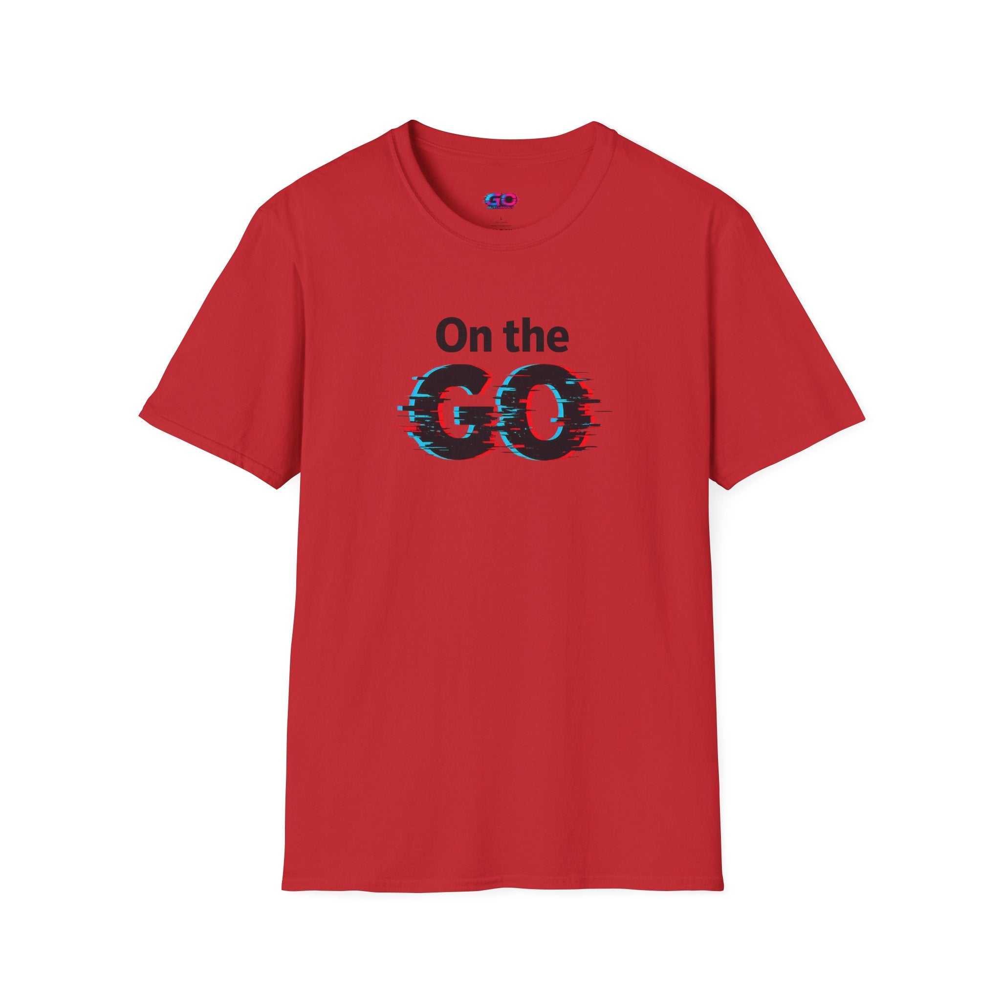 On the GO. Graphic T-Shirt — 'On the GO.' Retro Glitch Travel Tee