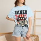 Taxed to Death T-Shirt — Patriotic Skull Tax Humor Tee