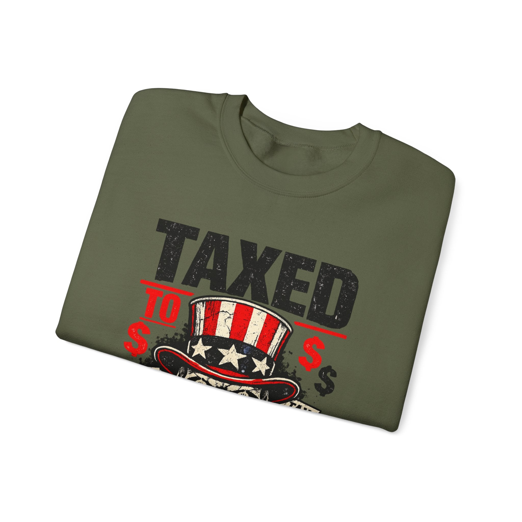 Taxed to Death Sweatshirt - Patriotic Skull Anti-Tax Protest Crewneck