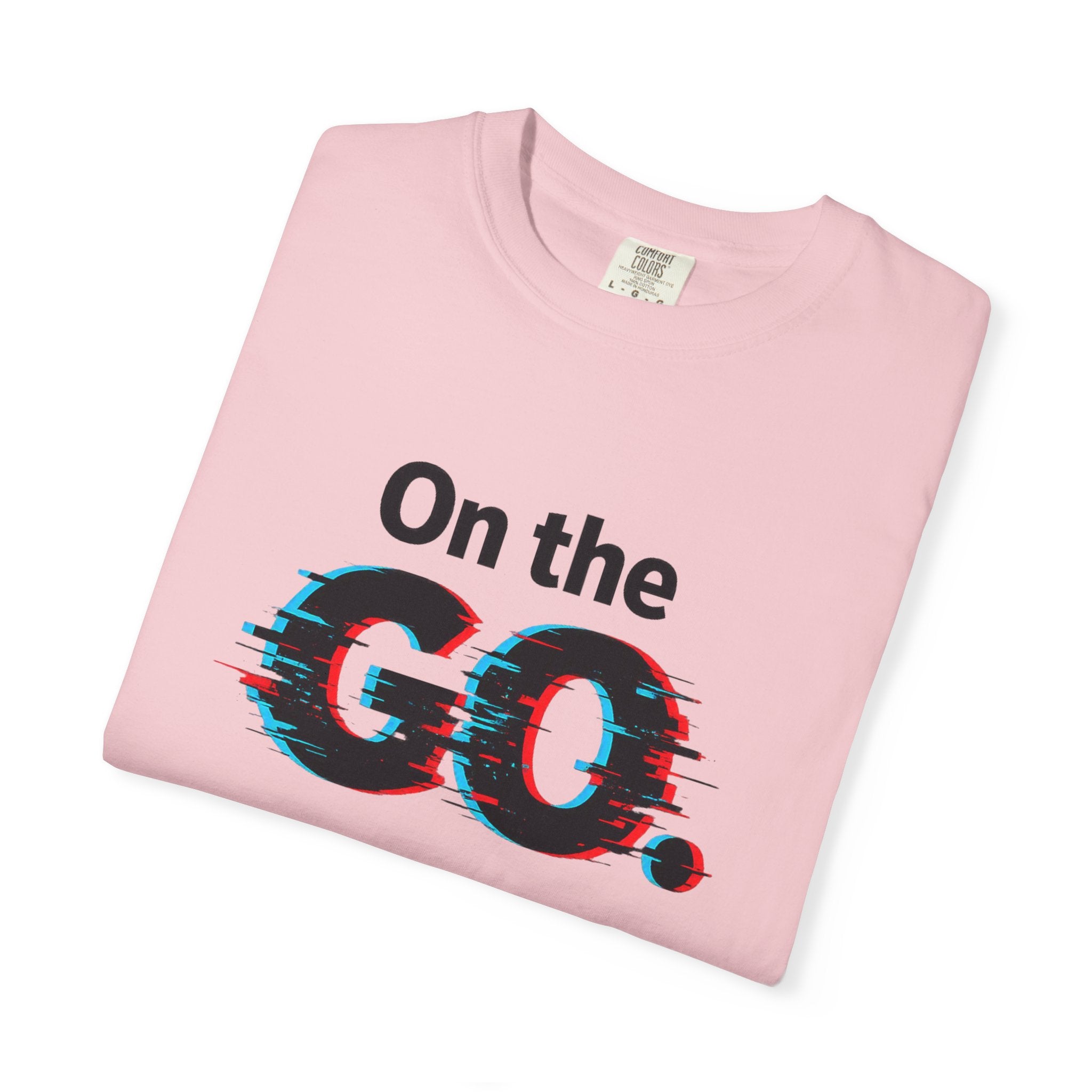 On the GO. Graphic T-Shirt — 'On the GO.' Retro Glitch Travel Tee