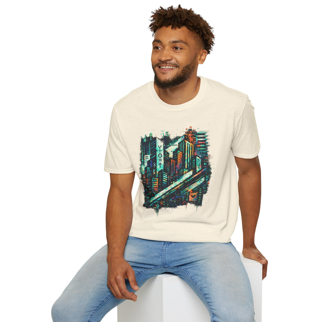 Cyberpunk Cityscape T‑Shirt — Neon Tokyo Skyline Graphic Tee