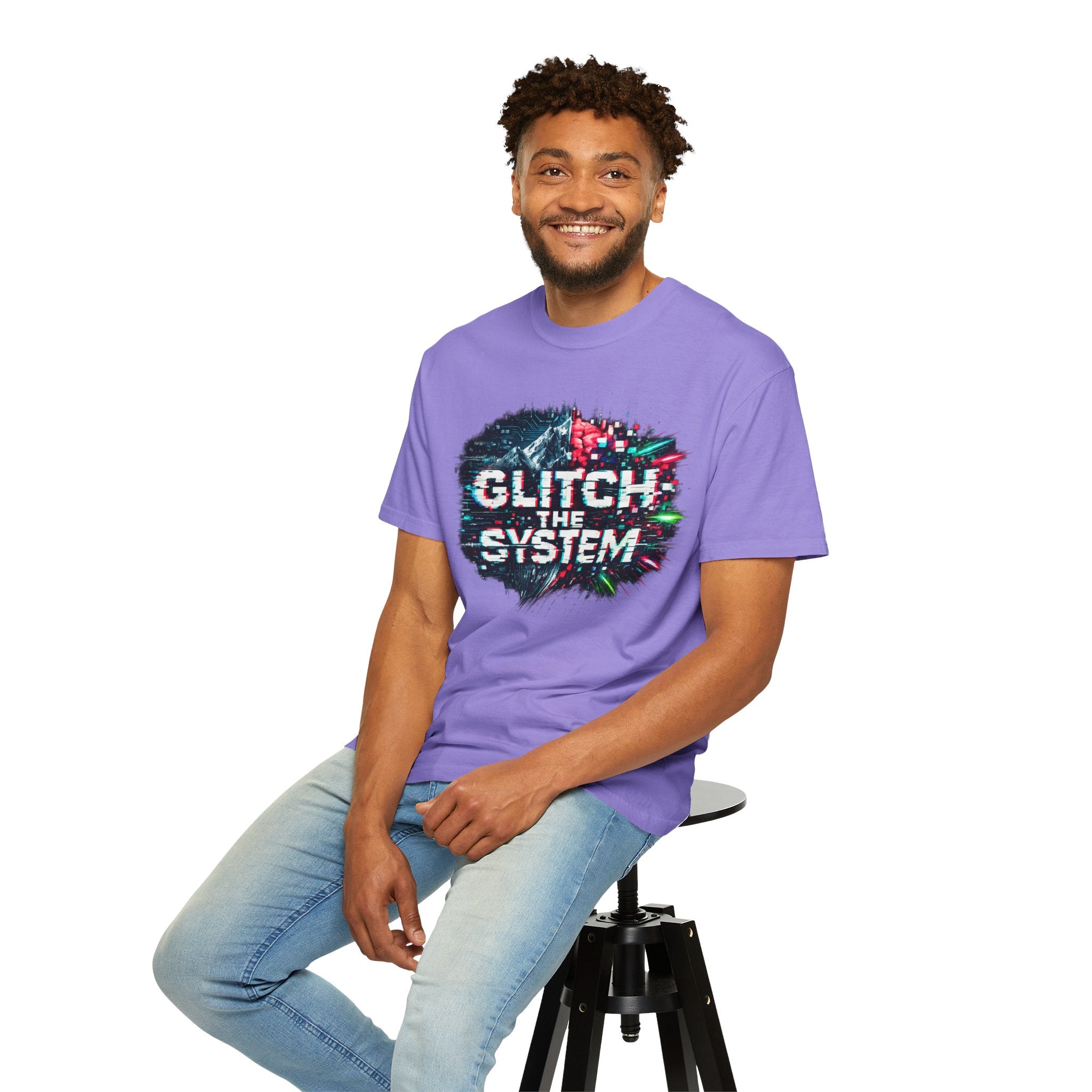 Glitch The System V3 Graphic Tee — Retro Cyberpunk Distressed Design