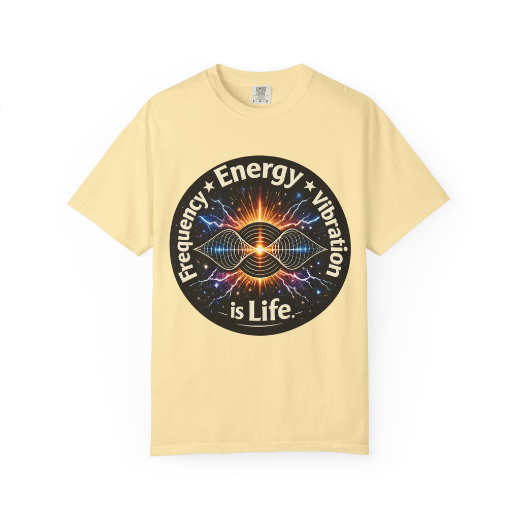 Energy & Vibration T-Shirt — "Frequency is Life" Spiritual Graphic Tee