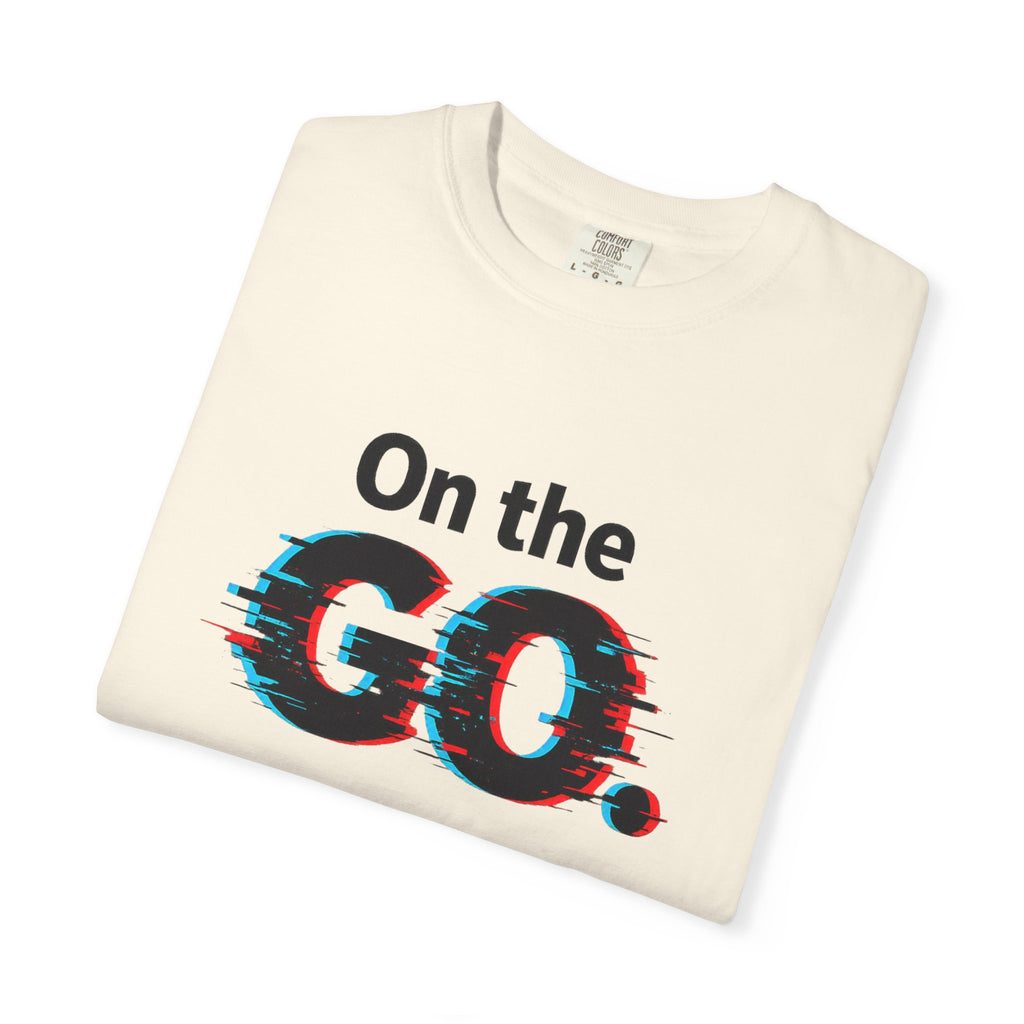 On the GO. Graphic T-Shirt — 'On the GO.' Retro Glitch Travel Tee